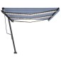 vidaXL Tenda Automatica con Sensore Vento e LED 600x350 cm Blu Bianca vidaXL Tenda Automatica con Sensore Vento e LED 600x350 cm Blu Bianca