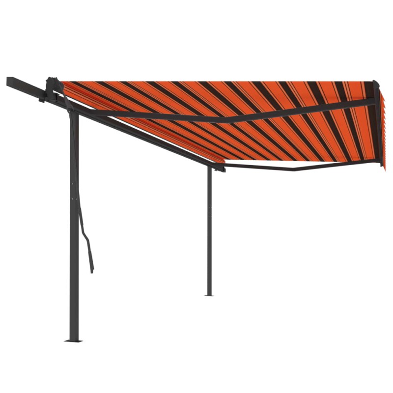 Tenda Retrattile Automatica con Pali 5x3,5 m Arancio e Marrone Tenda Retrattile Automatica con Pali 5x3,5 m Arancio e Marrone