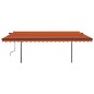 Tenda Retrattile Automatica con Pali 5x3,5 m Arancio e Marrone Tenda Retrattile Automatica con Pali 5x3,5 m Arancio e Marrone