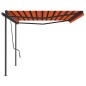 Tenda Retrattile Automatica con Pali 5x3,5 m Arancio e Marrone Tenda Retrattile Automatica con Pali 5x3,5 m Arancio e Marrone