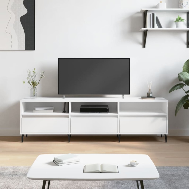 Mobile Porta TV Bianco 150x30x44,5 cm in Legno Multistrato Mobile Porta TV Bianco 150x30x44,5 cm in Legno Multistrato