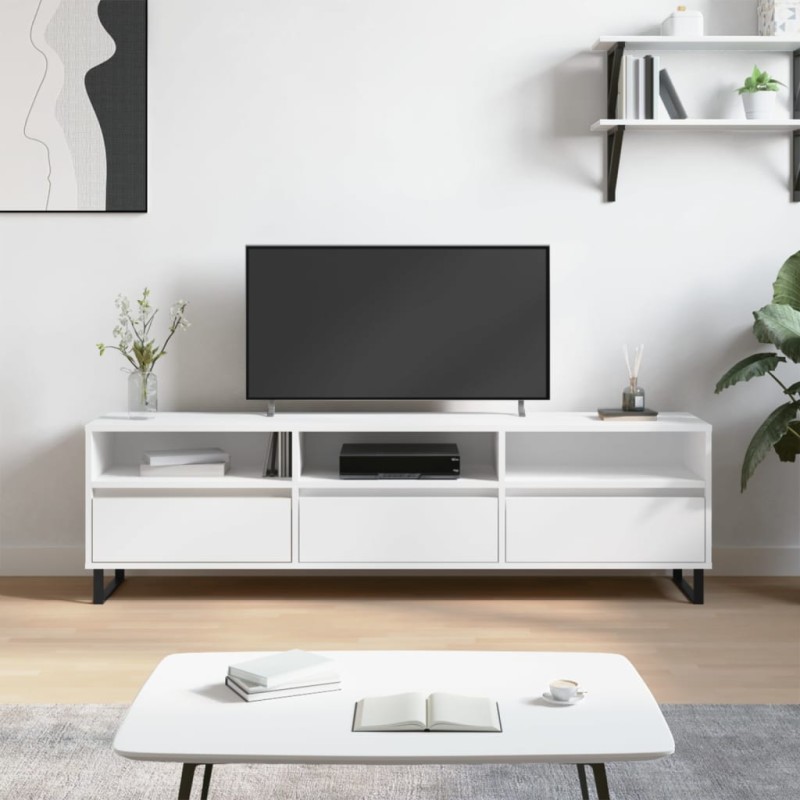 Mobile Porta TV Bianco 150x30x44,5 cm in Legno Multistrato Mobile Porta TV Bianco 150x30x44,5 cm in Legno Multistrato