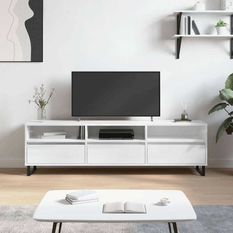 Mobile Porta TV Bianco Lucido 150x30x44,5 cm Legno Multistrato Mobile Porta TV Bianco Lucido 150x30x44,5 cm Legno Multistrato