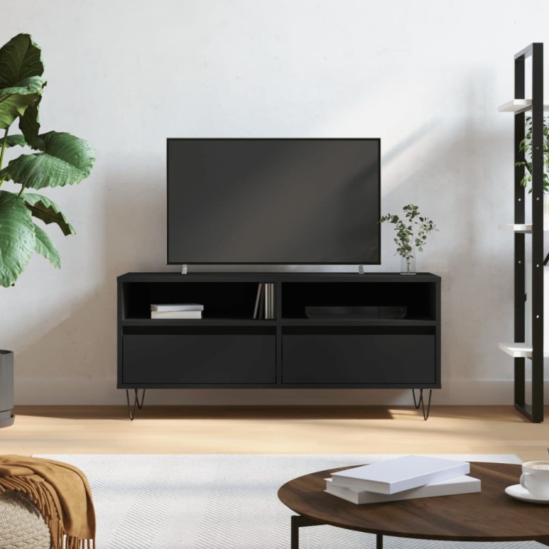 Mobile Porta TV Nero 100x34,5x44,5 cm in Legno Multistrato Mobile Porta TV Nero 100x34,5x44,5 cm in Legno Multistrato