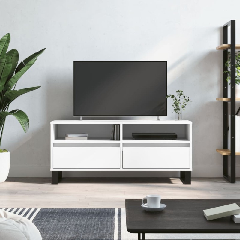 Mobile Porta TV Bianco 100x34,5x44,5 cm in Legno Multistrato Mobile Porta TV Bianco 100x34,5x44,5 cm in Legno Multistrato