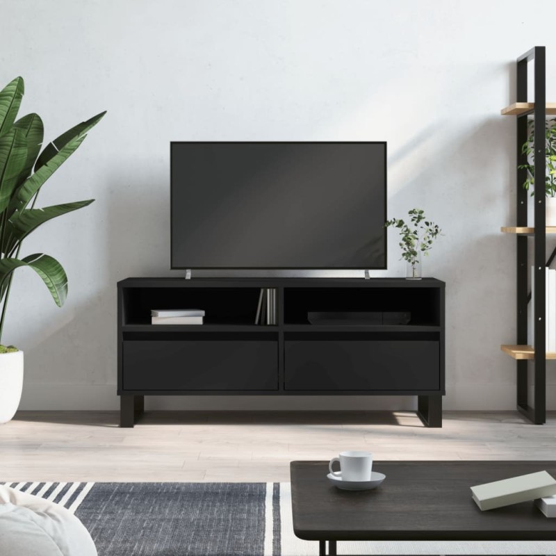 Mobile Porta TV Nero 100x34,5x44,5 cm in Legno Multistrato Mobile Porta TV Nero 100x34,5x44,5 cm in Legno Multistrato