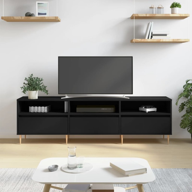 Mobile Porta TV Nero 150x30x44,5 cm in Legno Multistrato Mobile Porta TV Nero 150x30x44,5 cm in Legno Multistrato
