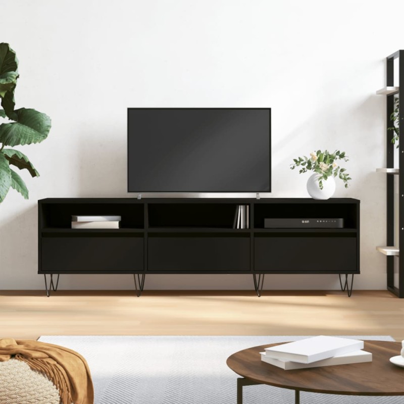 Mobile Porta TV Nero 150x30x44,5 cm in Legno Multistrato Mobile Porta TV Nero 150x30x44,5 cm in Legno Multistrato