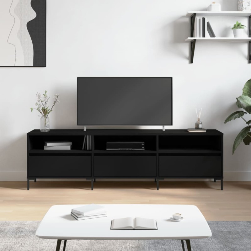 Mobile Porta TV Nero 150x30x44,5 cm in Legno Multistrato Mobile Porta TV Nero 150x30x44,5 cm in Legno Multistrato