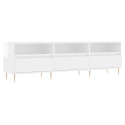 Mobile Porta TV Bianco Lucido 150x30x44,5 cm Legno Multistrato
