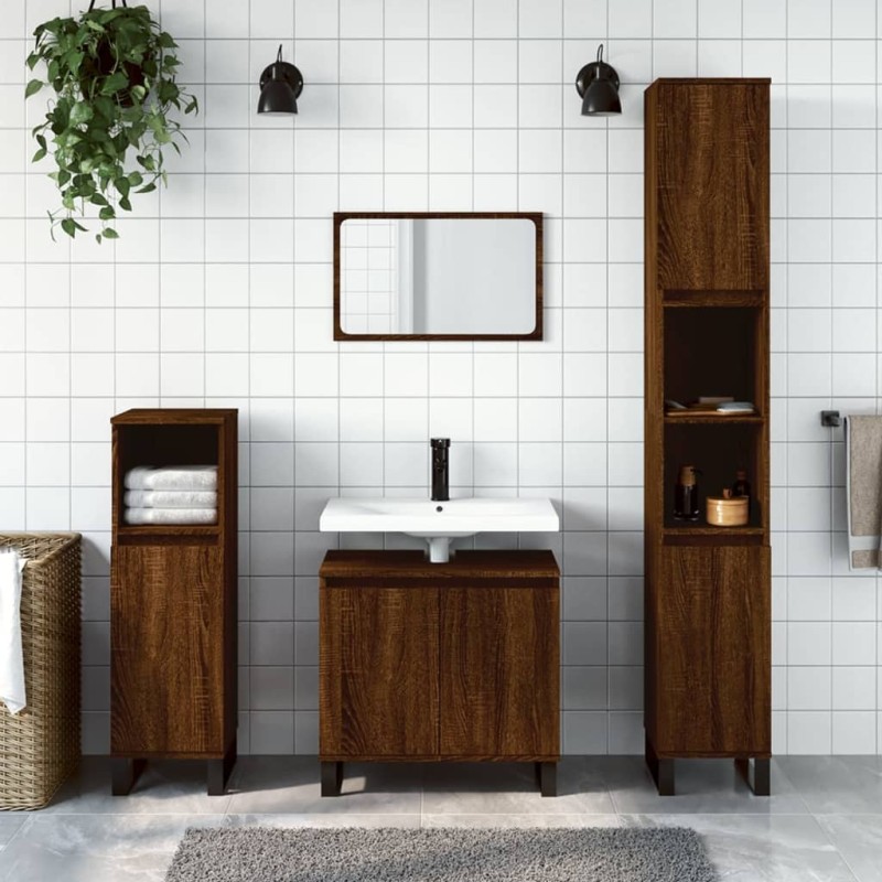 vidaXL Armadietto Bagno Rovere Marrone 58x33x60cm in Legno Multistrato vidaXL Armadietto Bagno Rovere Marrone 58x33x60cm in Legno Multistrato