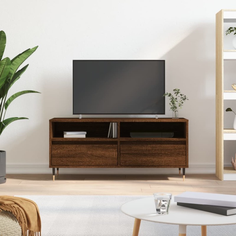 Mobile TV Rovere Marrone 100x34,5x44,5 cm in Legno Multistrato Mobile TV Rovere Marrone 100x34,5x44,5 cm in Legno Multistrato