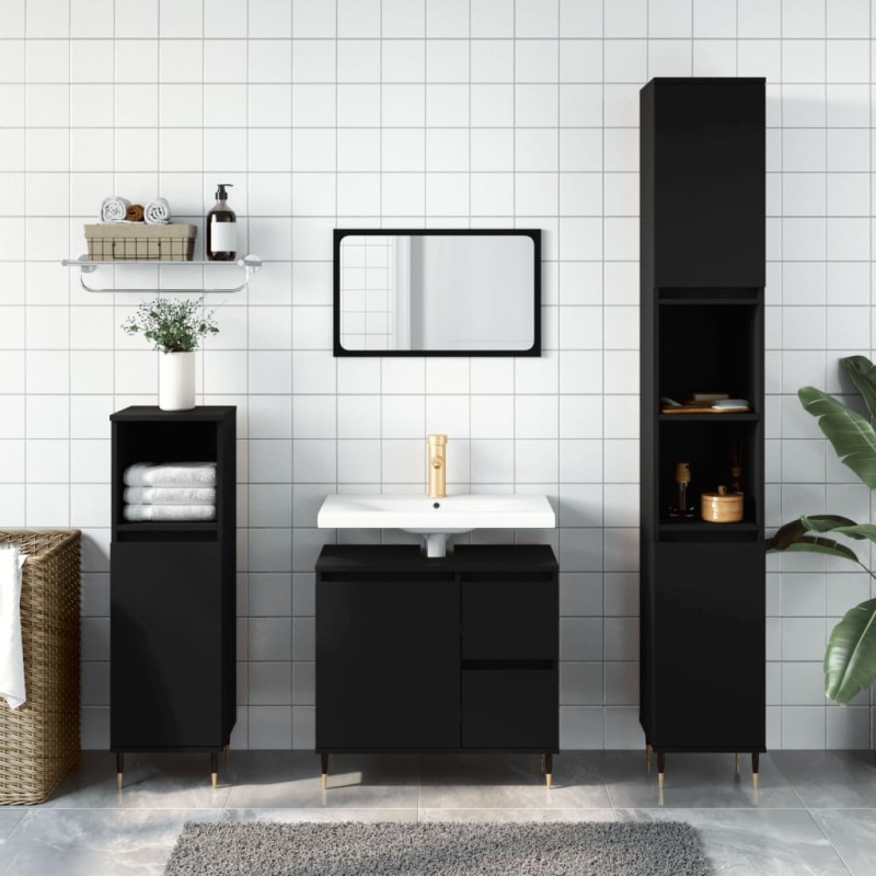 vidaXL Armadietto da Bagno Nero 65x33x60 cm in Legno Multistrato vidaXL Armadietto da Bagno Nero 65x33x60 cm in Legno Multistrato