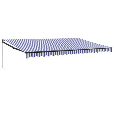Tenda da Sole Retrattile Blu e Bianca 5x3 m Tessuto e Alluminio
