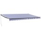 Tenda da Sole Retrattile Blu e Bianca 5x3 m Tessuto e Alluminio Tenda da Sole Retrattile Blu e Bianca 5x3 m Tessuto e Alluminio