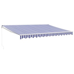 Tenda Sole Retrattile Blu e Bianca 4,5x3 m Tessuto e Alluminio