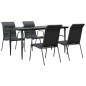 Set da Pranzo da Giardino 5 pz Nero in Acciaio e Textilene Set da Pranzo da Giardino 5 pz Nero in Acciaio e Textilene