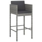 Set Bar da Giardino 9 pz con Cuscini in Polyrattan Grigio Set Bar da Giardino 9 pz con Cuscini in Polyrattan Grigio