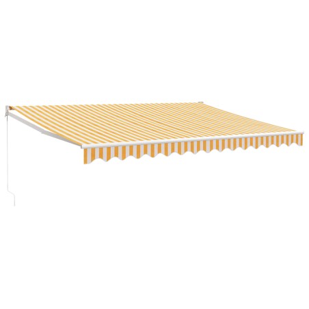 Tenda Retrattile Gialla e Bianca 4,5x3 m in Tessuto e Alluminio