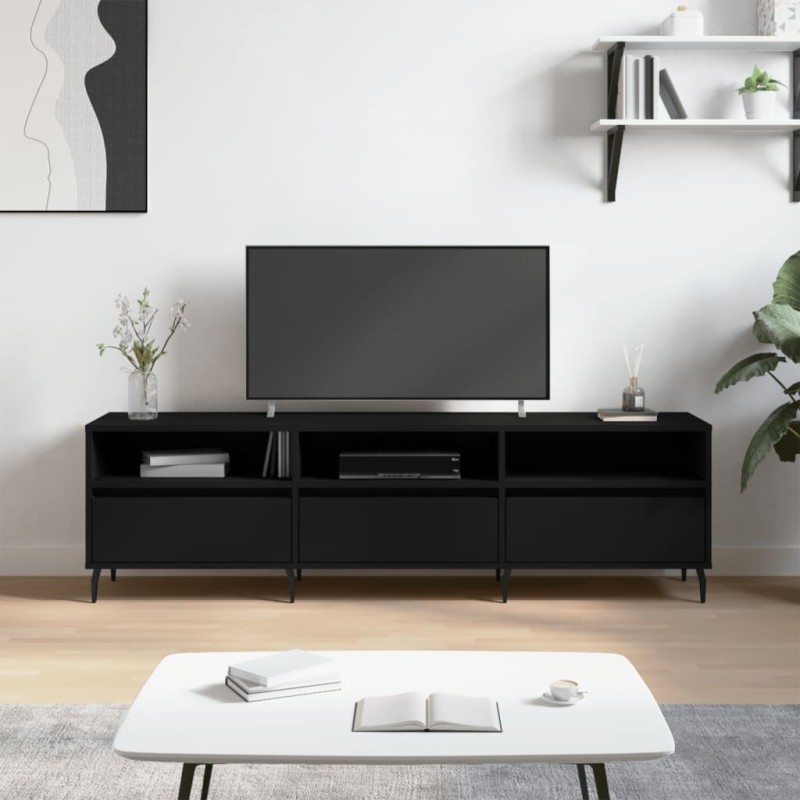Mobile Porta TV Nero 150x30x44,5 cm in Legno Multistrato Mobile Porta TV Nero 150x30x44,5 cm in Legno Multistrato