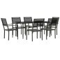 Set da Pranzo da Giardino 7 pz Nero in Acciaio e Textilene Set da Pranzo da Giardino 7 pz Nero in Acciaio e Textilene