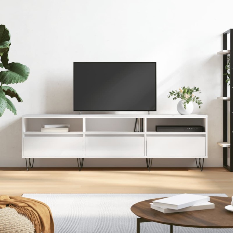 Mobile Porta TV Bianco Lucido 150x30x44,5 cm Legno Multistrato Mobile Porta TV Bianco Lucido 150x30x44,5 cm Legno Multistrato