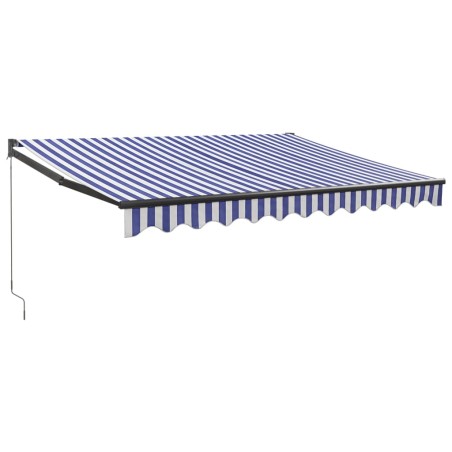 Tenda Sole Retrattile Blu e Bianca 3,5x2,5m Tessuto e Alluminio