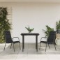 Set da Pranzo da Giardino 3 pz Nero in Acciaio e Textilene Set da Pranzo da Giardino 3 pz Nero in Acciaio e Textilene