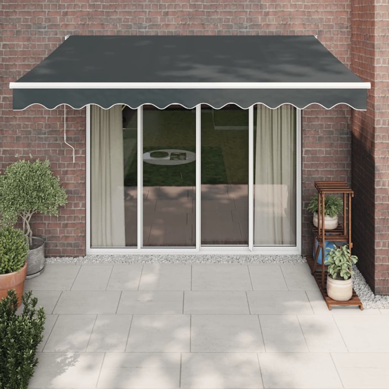 Tenda da Sole Retrattile Antracite 3x2,5 m Tessuto e Alluminio Tenda da Sole Retrattile Antracite 3x2,5 m Tessuto e Alluminio