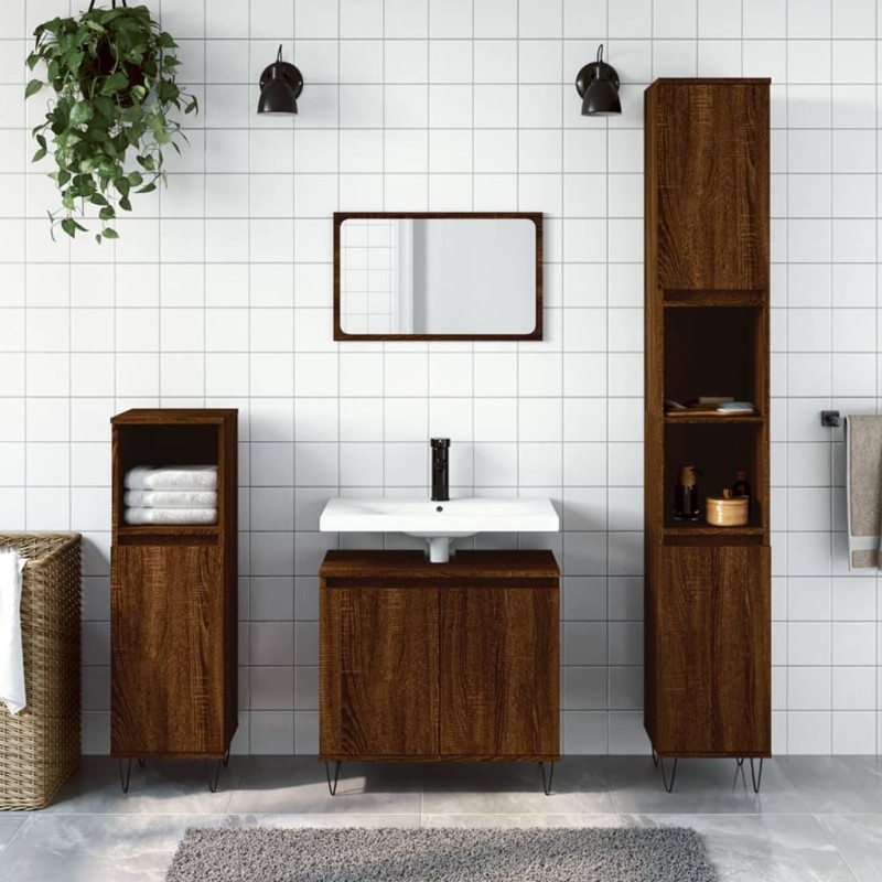vidaXL Armadietto Bagno Rovere Marrone 58x33x60cm in Legno Multistrato vidaXL Armadietto Bagno Rovere Marrone 58x33x60cm in Legno Multistrato