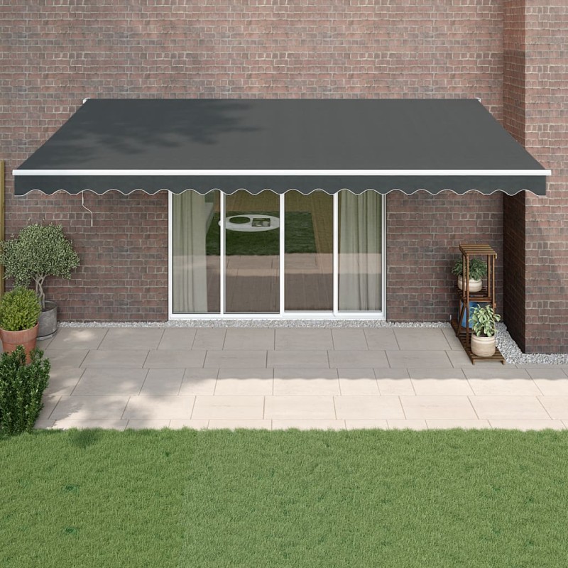 Tenda da Sole Retrattile Antracite 5x3 m in Tessuto e Alluminio Tenda da Sole Retrattile Antracite 5x3 m in Tessuto e Alluminio