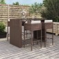 Set Bar da Giardino 5 pz con Cuscini in Polyrattan Marrone Set Bar da Giardino 5 pz con Cuscini in Polyrattan Marrone