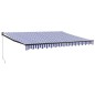 Tenda Sole Retrattile Blu e Bianca 4,5x3 m Tessuto e Alluminio Tenda Sole Retrattile Blu e Bianca 4,5x3 m Tessuto e Alluminio