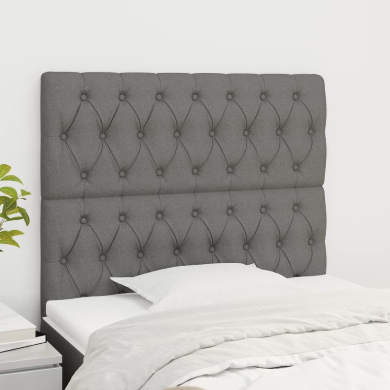 Testiere 2 pz Grigio Scuro 100x7x78/88 cm in Tessuto Testiere 2 pz Grigio Scuro 100x7x78/88 cm in Tessuto