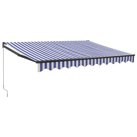 Tenda Sole Retrattile Blu e Bianca 3x2,5 m Tessuto e Alluminio