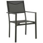 Set da Pranzo da Giardino 7 pz Nero in Acciaio e Textilene Set da Pranzo da Giardino 7 pz Nero in Acciaio e Textilene