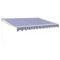 Tenda Sole Retrattile Blu e Bianca 3,5x2,5m Tessuto e Alluminio Tenda Sole Retrattile Blu e Bianca 3,5x2,5m Tessuto e Alluminio