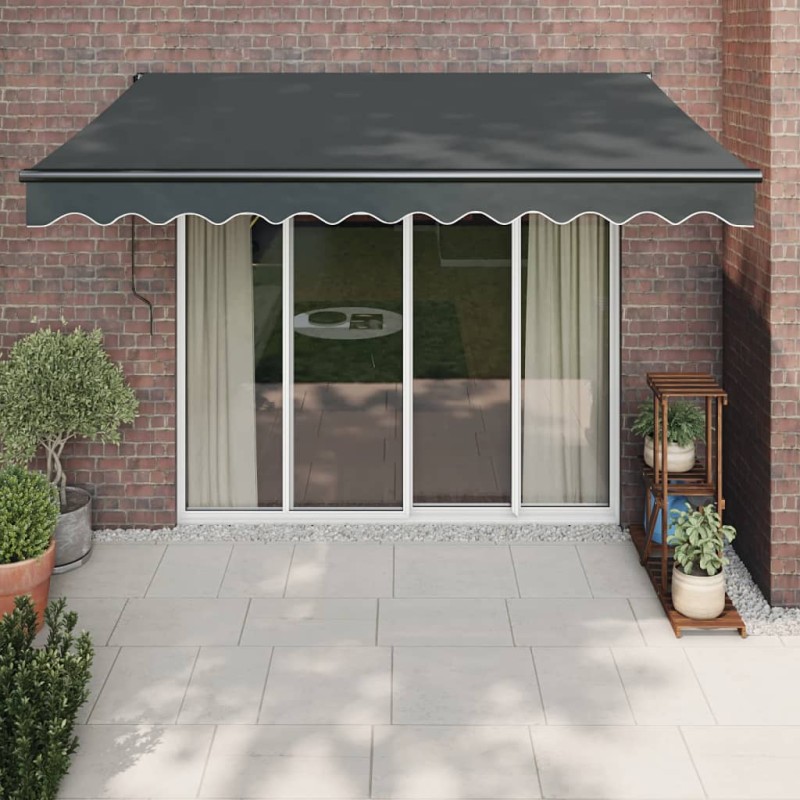 Tenda da Sole Retrattile Antracite 3,5x2,5m Tessuto e Alluminio Tenda da Sole Retrattile Antracite 3,5x2,5m Tessuto e Alluminio