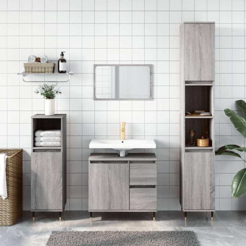 Armadietto Bagno Grigio Sonoma 65x33x60 cm in Legno Multistrato Armadietto Bagno Grigio Sonoma 65x33x60 cm in Legno Multistrato