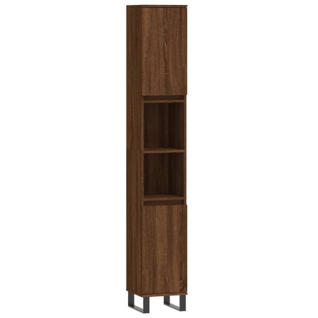 Armadietto Bagno Rovere Marrone 30x30x190cm Legno Multistrato