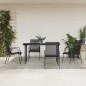 Set da Pranzo da Giardino 5 pz Nero in Acciaio e Textilene Set da Pranzo da Giardino 5 pz Nero in Acciaio e Textilene