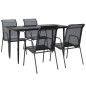 Set da Pranzo da Giardino 5 pz Nero in Acciaio e Textilene Set da Pranzo da Giardino 5 pz Nero in Acciaio e Textilene