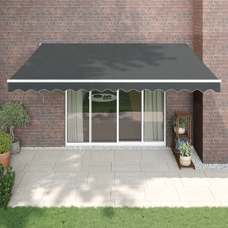 Tenda da Sole Retrattile Antracite 4,5x3 m Tessuto e Alluminio Tenda da Sole Retrattile Antracite 4,5x3 m Tessuto e Alluminio
