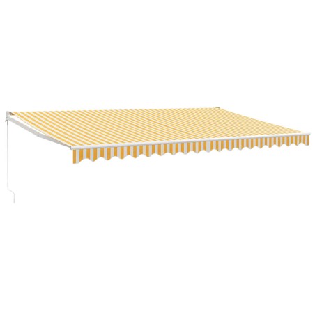 Tenda Sole Retrattile Gialla e Bianca 5x3 m Tessuto e Alluminio