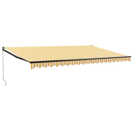 Tenda Sole Retrattile Gialla e Bianca 5x3 m Tessuto e Alluminio