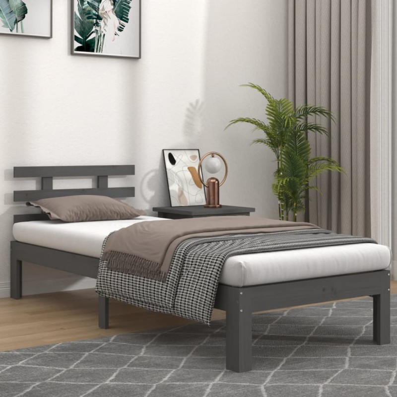 Giroletto Grigio Legno Massello 75x190 cm 2FT6 Piccolo Singolo Giroletto Grigio Legno Massello 75x190 cm 2FT6 Piccolo Singolo