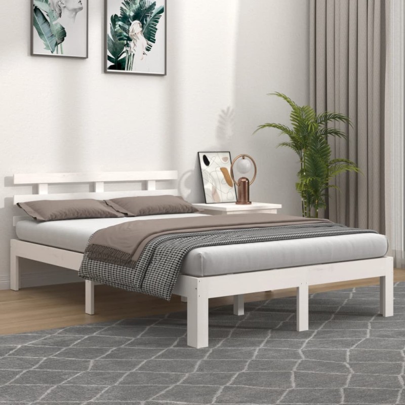 vidaXL Giroletto Bianco in Legno Massello 140x190 cm vidaXL Giroletto Bianco in Legno Massello 140x190 cm
