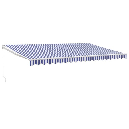 Tenda da Sole Retrattile Blu e Bianca 5x3 m Tessuto e Alluminio