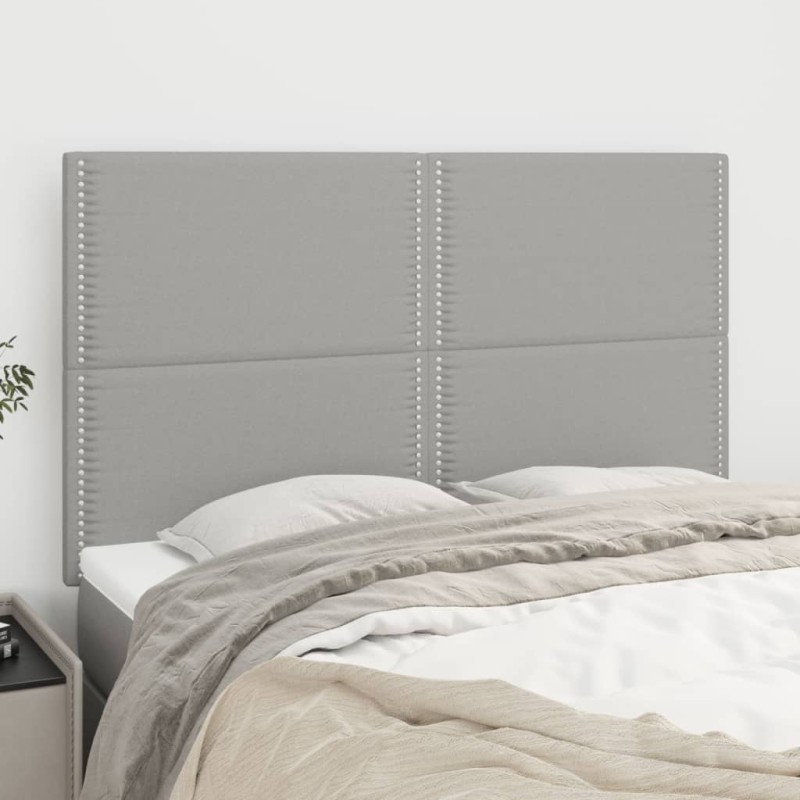 Testiere 4 pz Grigio Chiaro 72x5x78/88 cm in Tessuto Testiere 4 pz Grigio Chiaro 72x5x78/88 cm in Tessuto