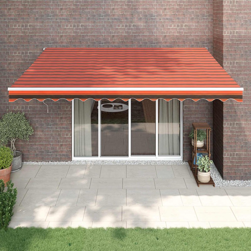 Tenda Retrattile Arancione Marrone 4,5x3 m Tessuto e Alluminio Tenda Retrattile Arancione Marrone 4,5x3 m Tessuto e Alluminio